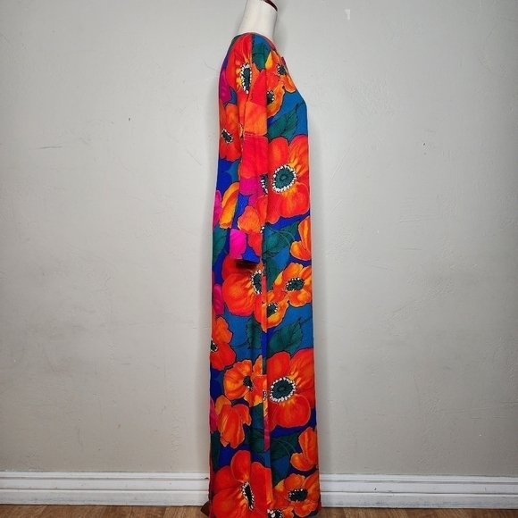 Vintage Mid Century Mod 60s Handmade Floral Maxi Dress Size‎ Small - Picture 7 of 15